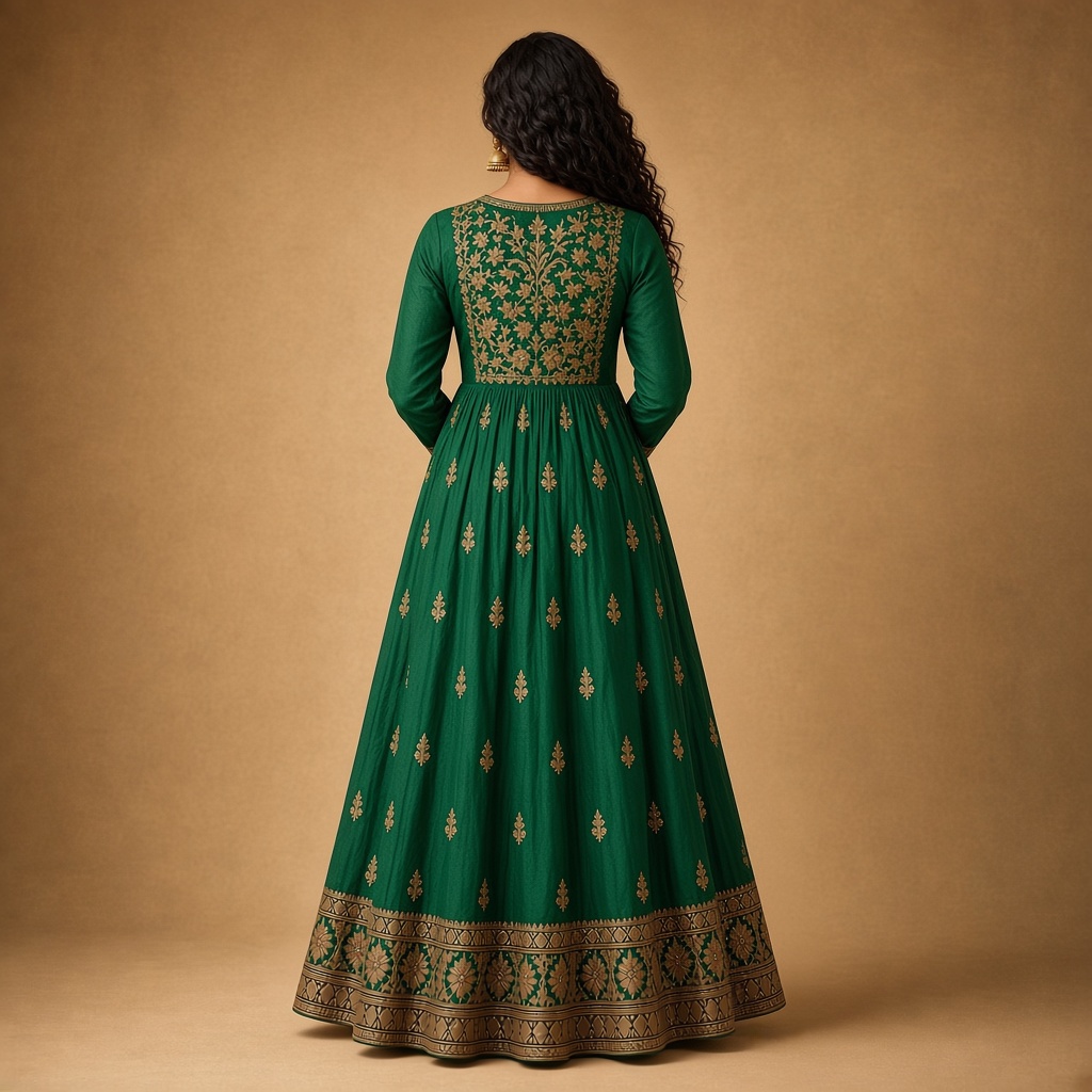 Wine Embroidered Anarkali Kurti