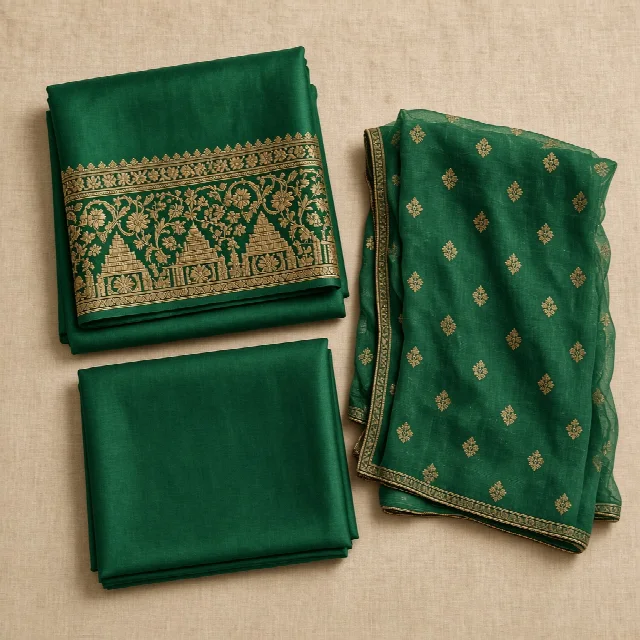 Wine Embroidered Dress Material