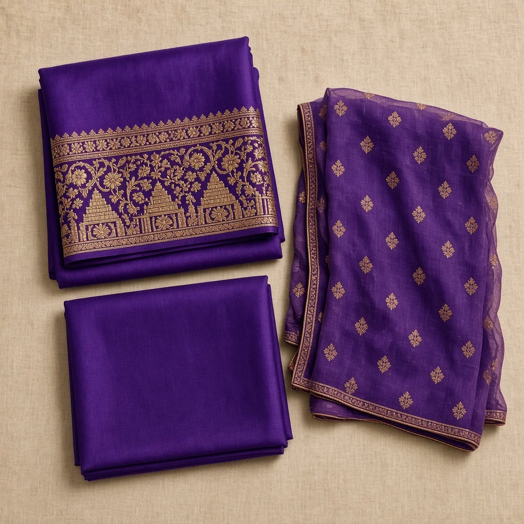 Wine Embroidered Dress Material