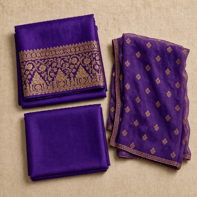 Wine Embroidered Dress Material thumbnail