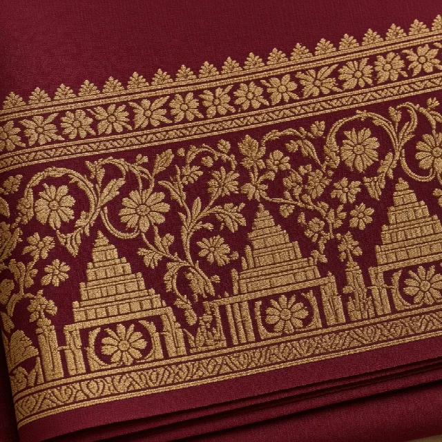 Wine Embroidered Dress Material