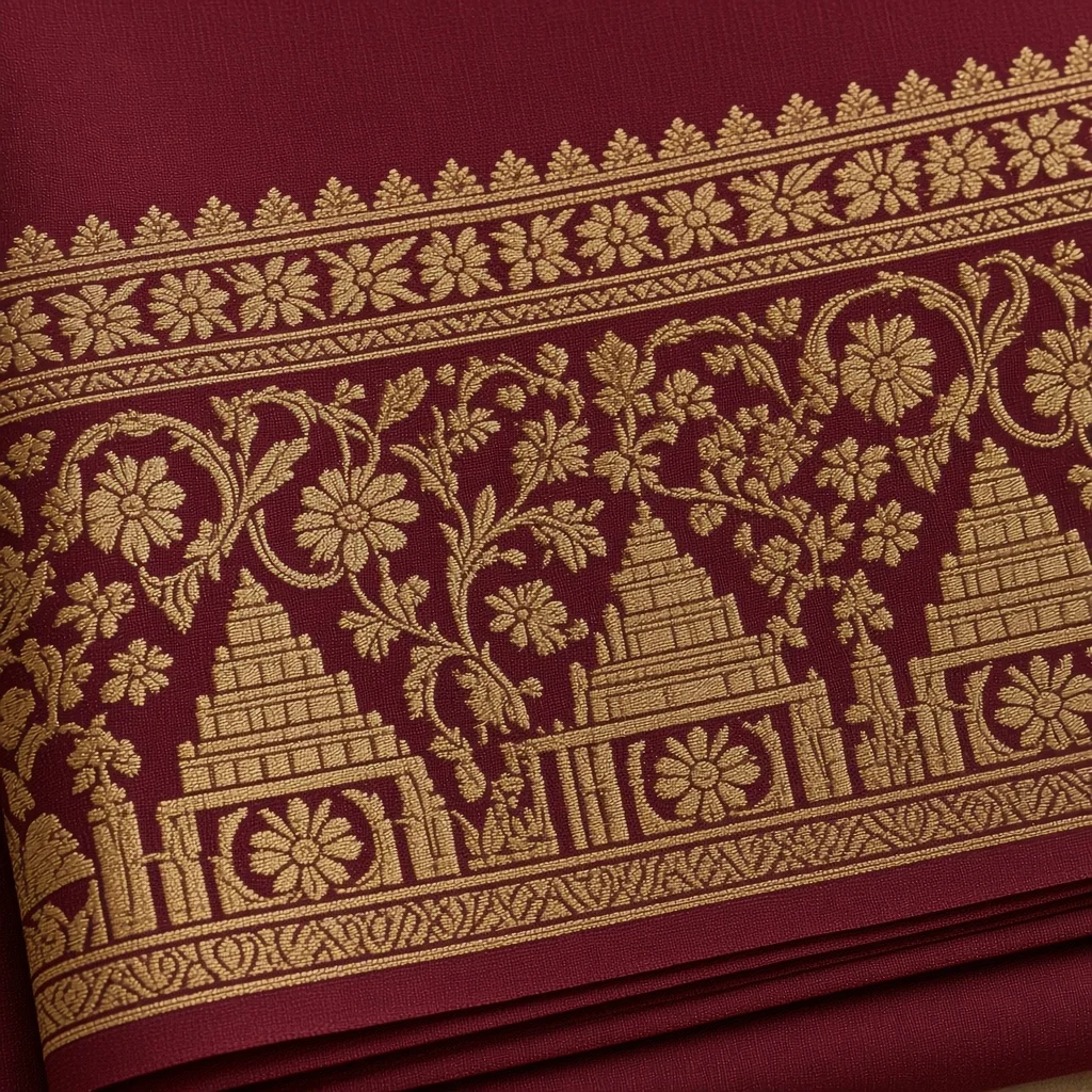Wine Embroidered Dress Material