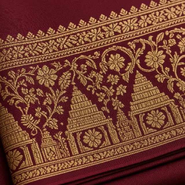 Wine Embroidered Dress Material