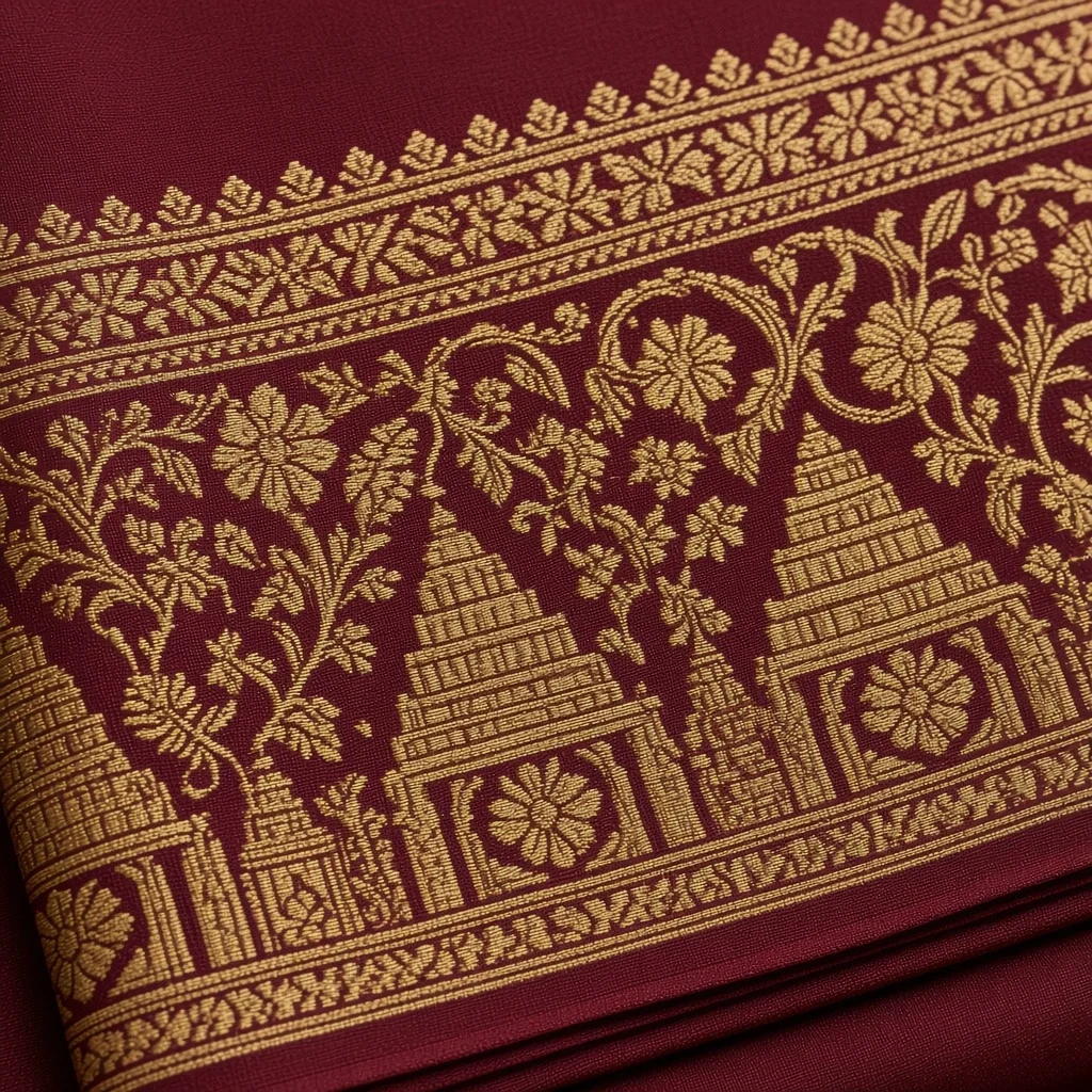 Wine Embroidered Dress Material
