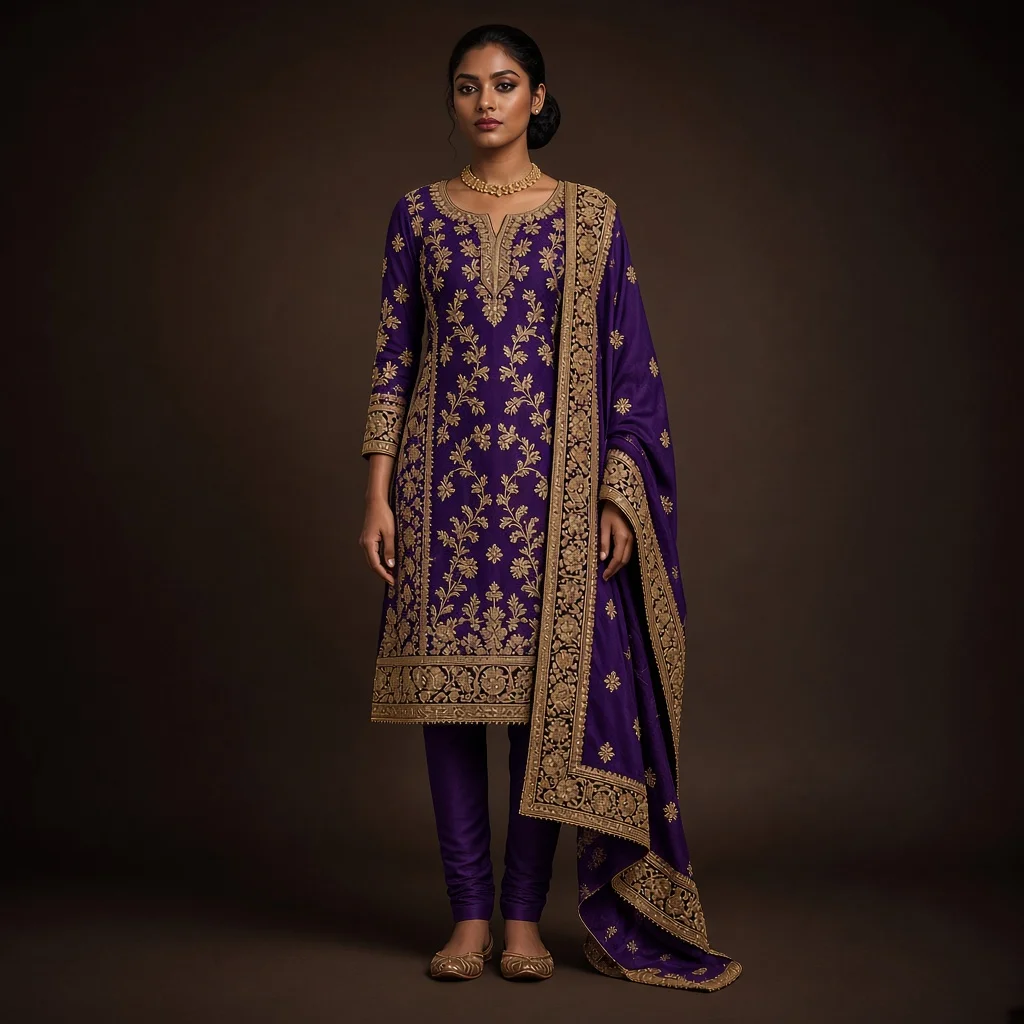 Wine Zari Party Salwar Suit
