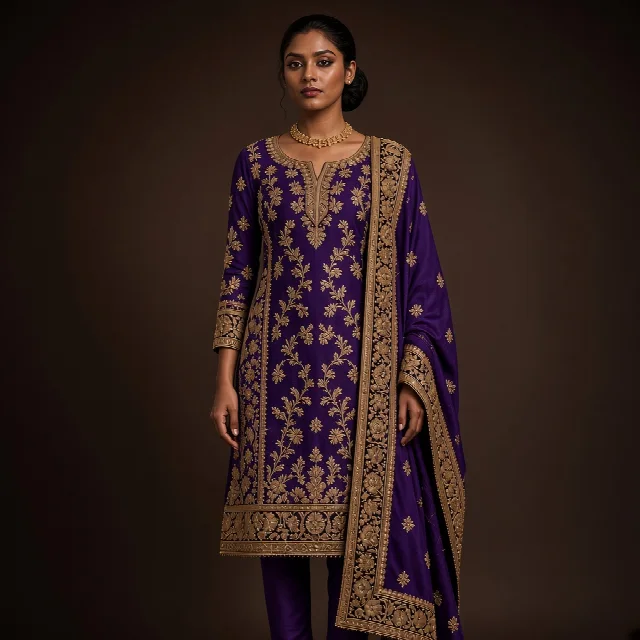 Wine Zari Party Salwar Suit thumbnail