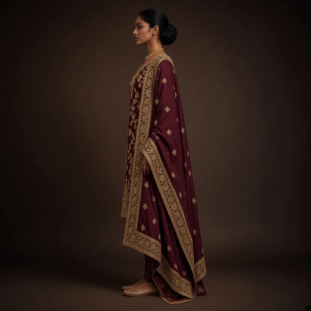 Wine Zari Party Salwar Suit