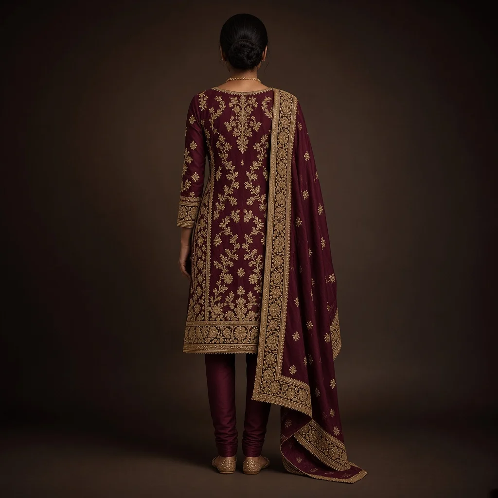 Wine Zari Party Salwar Suit